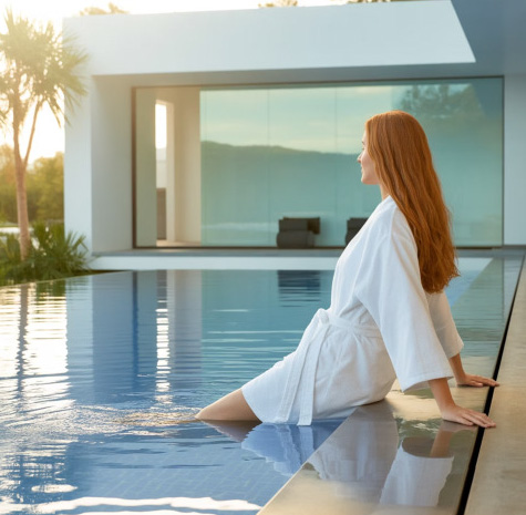 piscina con acqua pulita in hotel