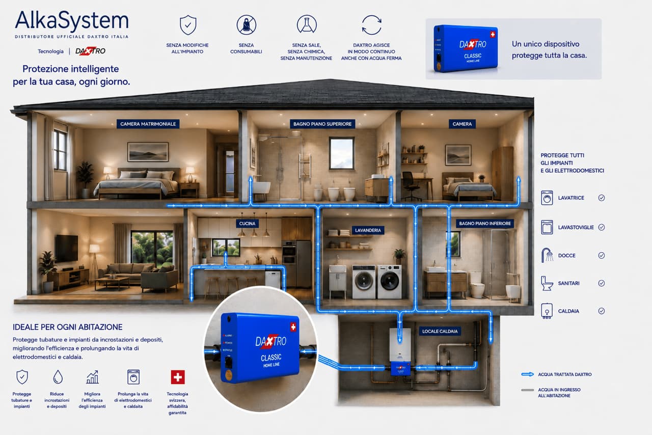 Daxtro Classic protegge l'intera rete idrica della casa — schema installazione